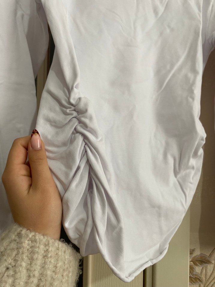 Beyaz Uzun Kollu kadın bluz - Görsel 3