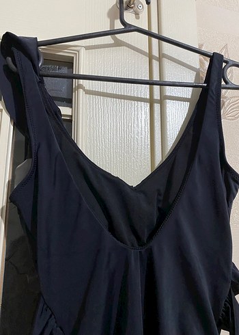 Siyah Drapeli İnce Askılı Kadın Mayo - Görsel 3