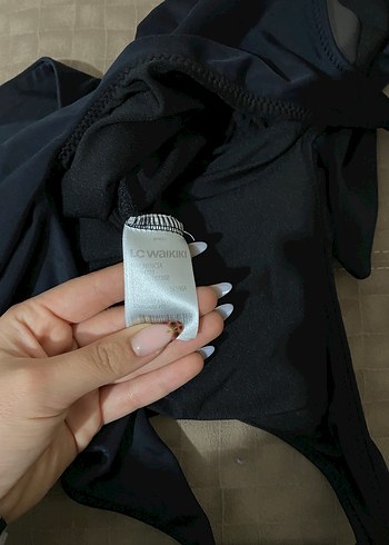 Siyah Drapeli İnce Askılı Kadın Mayo - Görsel 7