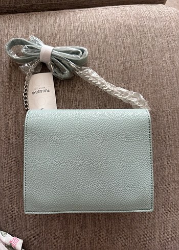 Turkuaz Zincir Detaylı Deri Kadın Çanta - Görsel 3