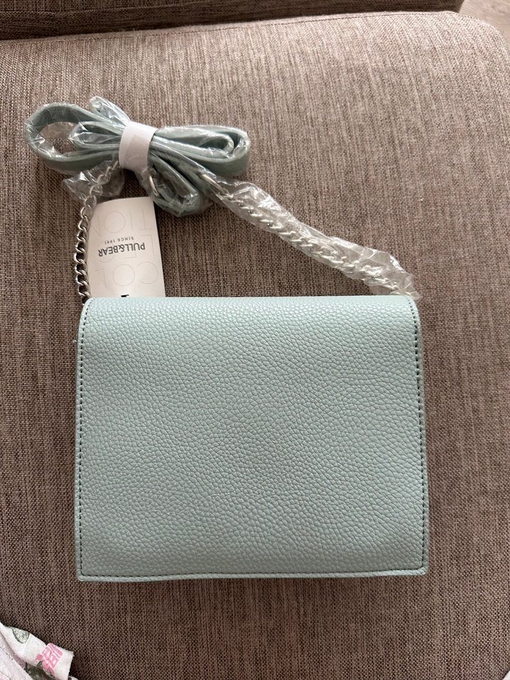 Turkuaz Zincir Detaylı Deri Kadın Çanta - Görsel 3