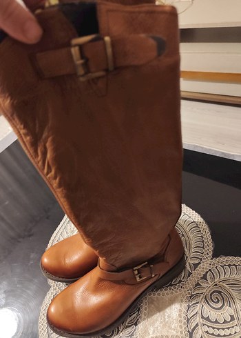 Kahverengi Tokalı Deri Dizüstü Bot YAYA - Görsel 3