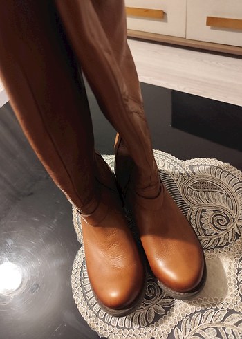 Kahverengi Tokalı Deri Dizüstü Bot YAYA - Görsel 2