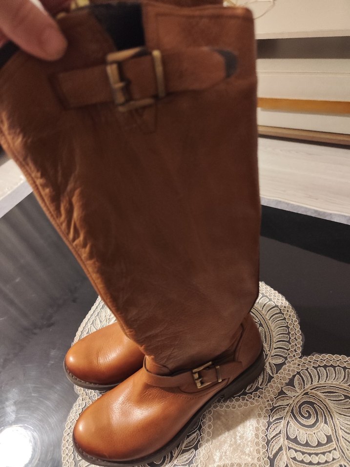 Kahverengi Tokalı Deri Dizüstü Bot YAYA - Görsel 3