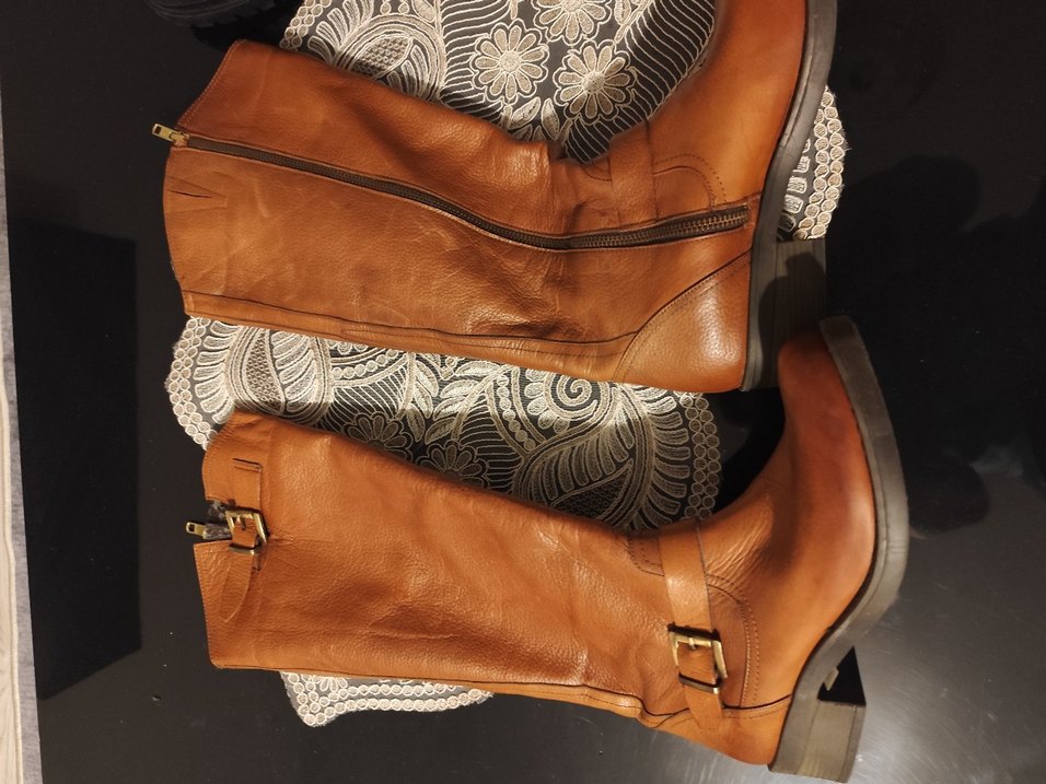 Kahverengi Tokalı Deri Dizüstü Bot YAYA - Görsel 5