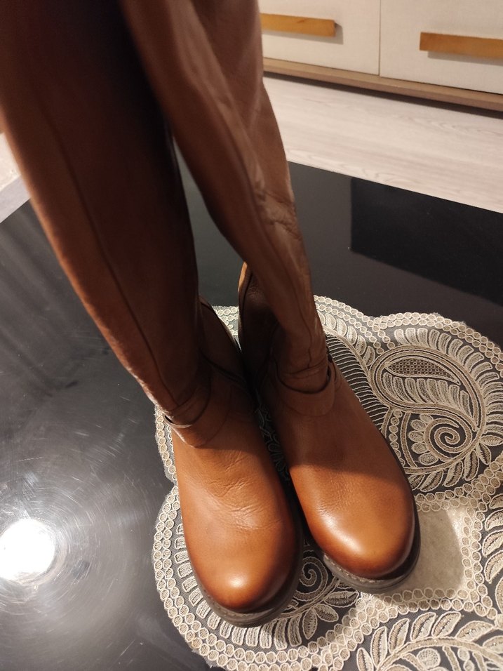 Kahverengi Tokalı Deri Dizüstü Bot YAYA - Görsel 2