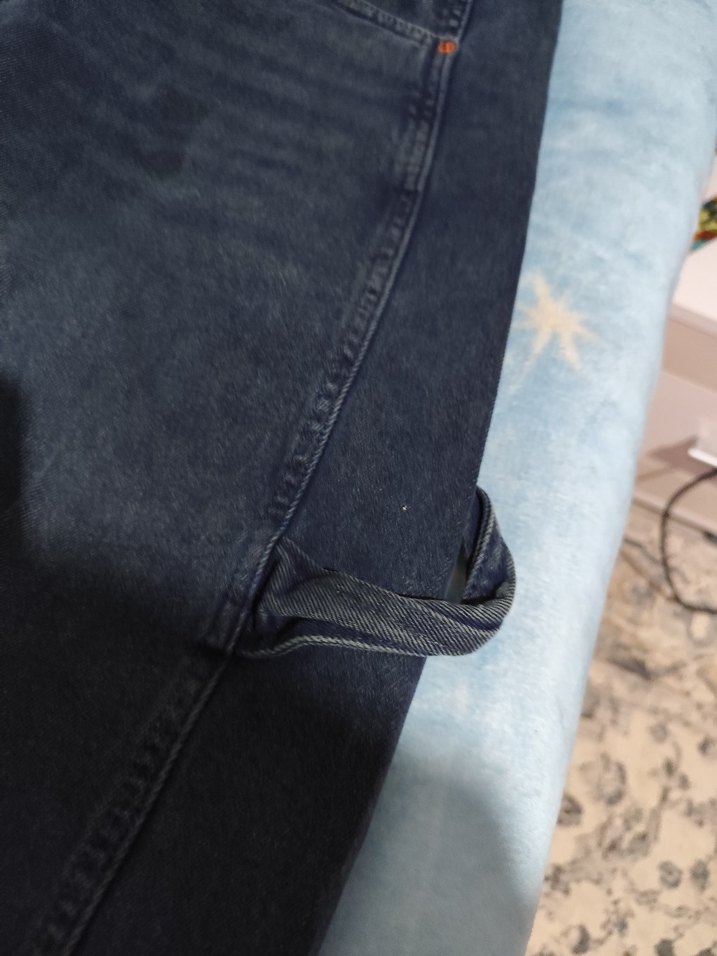 Gri Baskılı Bol Kesim Kadın Kot Pantolon baggy - Görsel 3