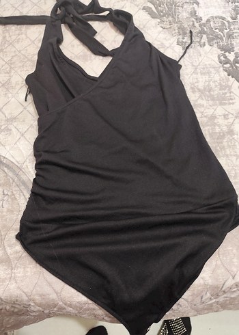 Siyah Midi Boy, Askılı badysuit - Görsel 5