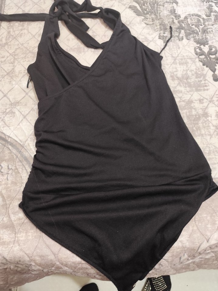 Siyah Midi Boy, Askılı badysuit - Görsel 5