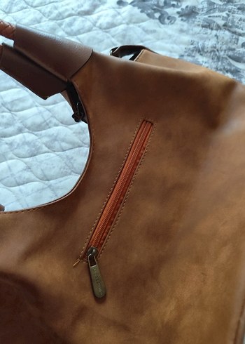 Kahverengi Süet Tokalı Kadın Çanta - Görsel 2