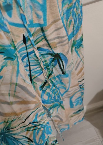 Tiffany Tomato Mavi Batik Desenli Uzun elbise