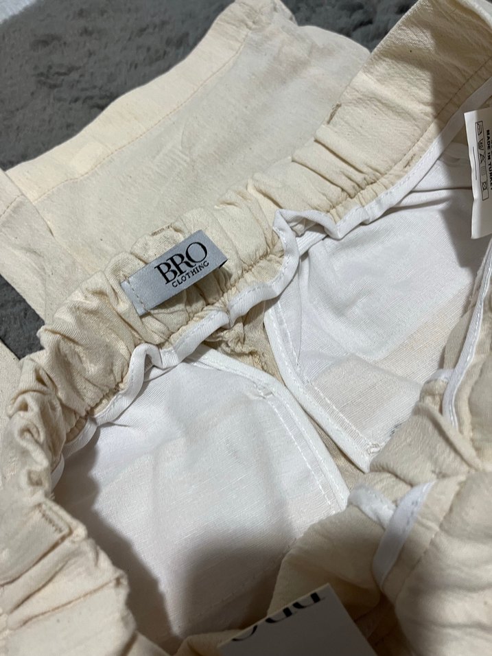 Bej  Keten Kumaş Pantolon - Görsel 3