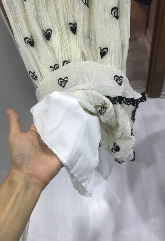 Uzun Kollu Nakışlı Bohem Beyaz Elbise - Görsel 3