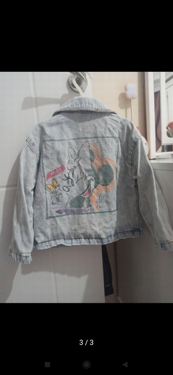 Kız Çocuk Gri Batik Desenli Denim Ceket - Görsel 2