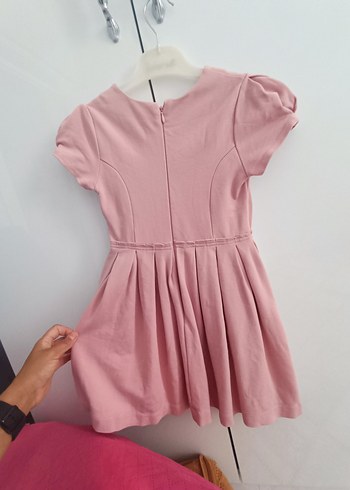 8 Yaş Beden Kız Çocuk Pembe Kısa Kollu Elbise