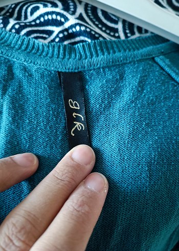 Düğmeli Turkuaz Kadın Keten Hırka - Görsel 3