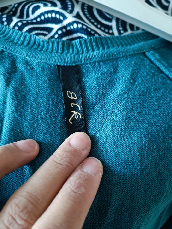 Düğmeli Turkuaz Kadın Keten Hırka - Görsel 3