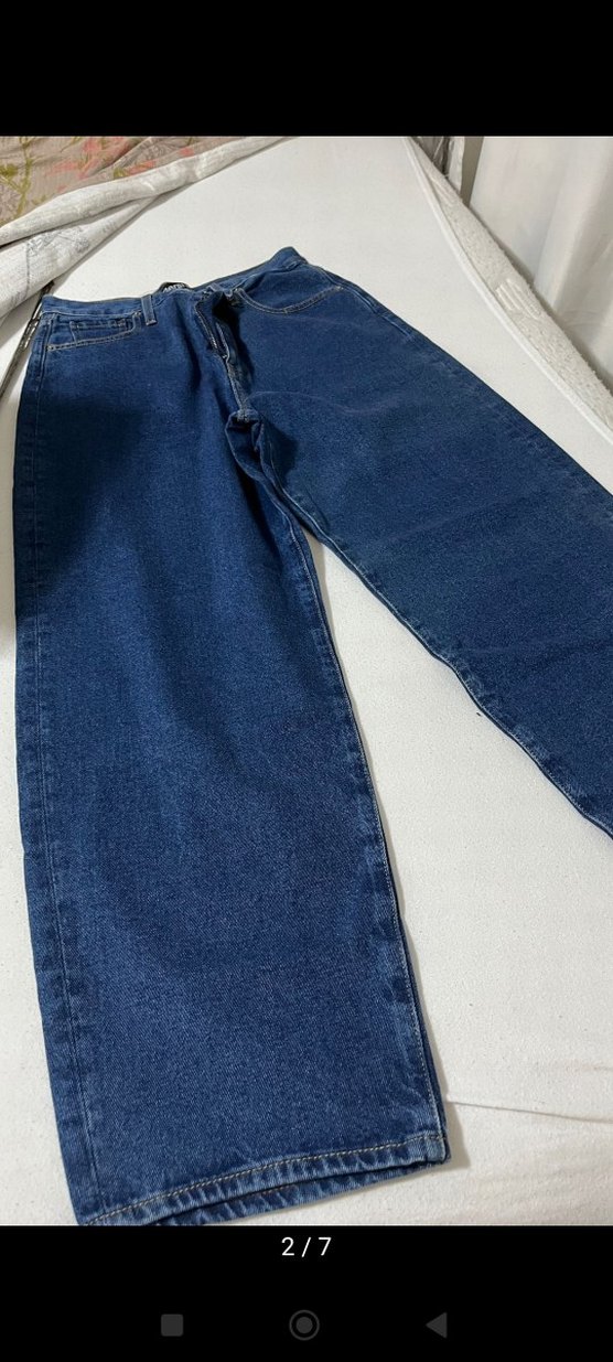 Renkli Baskılı Düğmeli Mavi Kadın Jean - Görsel 2