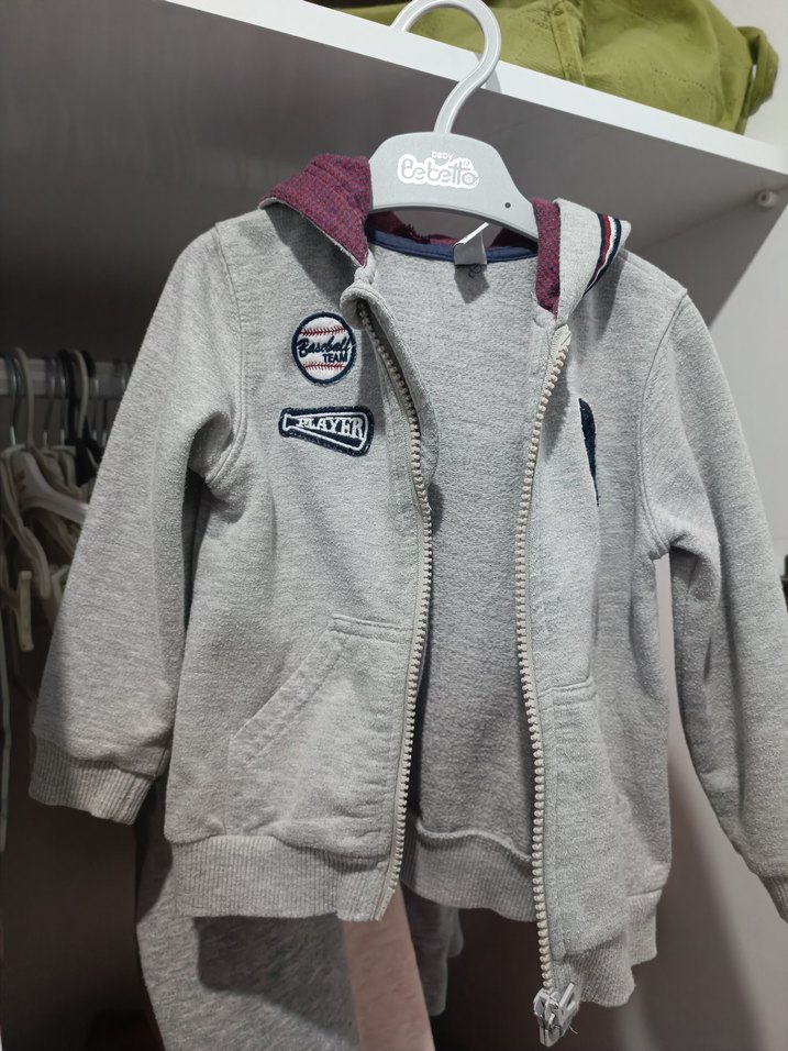 Gri Baskılı Erkek Çocuk Street Wear Ceket gömlek ikili takım - Görsel 3