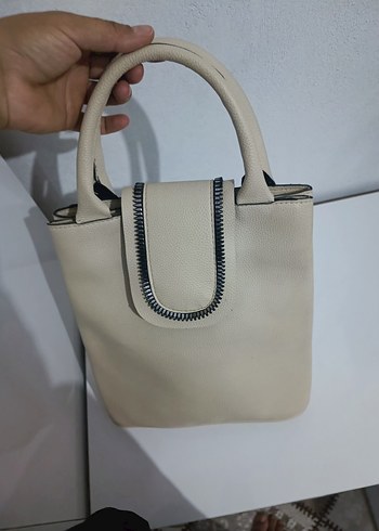Krem rengi Minimalist Deri Kadın Çanta