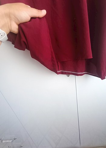 44 Beden bordo Renk Bordo Nakışlı Uzun Kollu Kadın Tunik gömlek