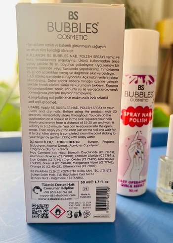 BS Bubbles turuncu Oje ve Parlatıcı Sprey 50ml - Görsel 3