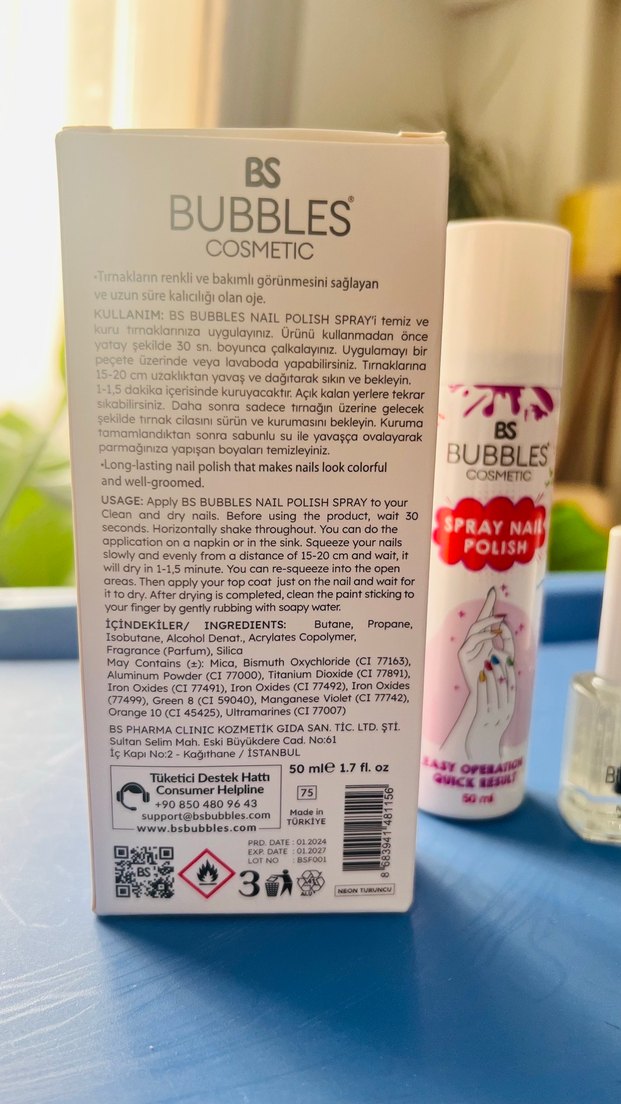 BS Bubbles turuncu Oje ve Parlatıcı Sprey 50ml - Görsel 3