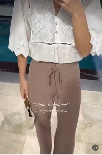 Kuş Gözü Detay Keten Pantolon