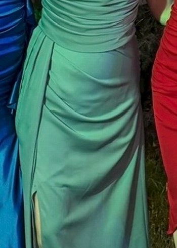 Su yeşili - mint yeşili saten abiye - Görsel 2