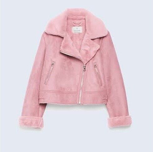 Stradivarius Pembe İçi Yünlü Biker Ceket