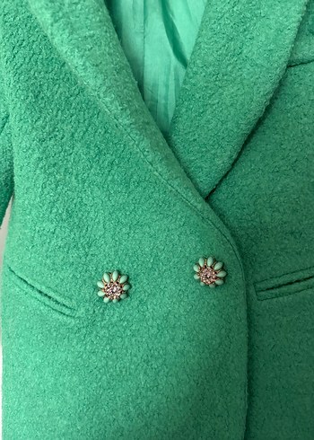 D&G Düğmeli Yeşil Midi Kaban - Görsel 2