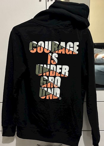 Siyah Kapüşonlu unisex Sweatshirt - Görsel 2