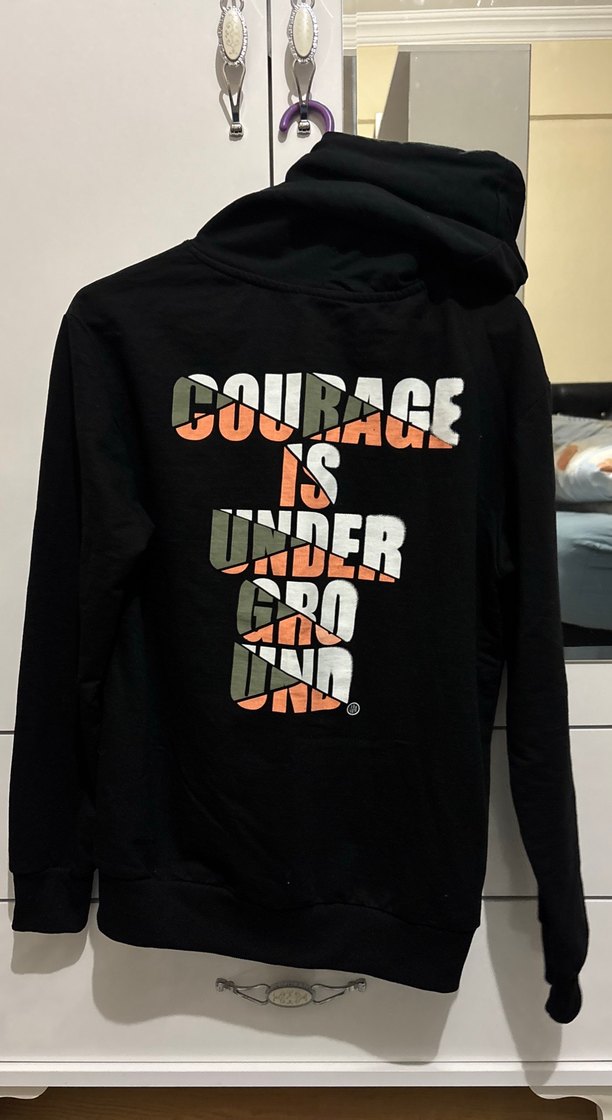 Siyah Kapüşonlu unisex Sweatshirt - Görsel 2