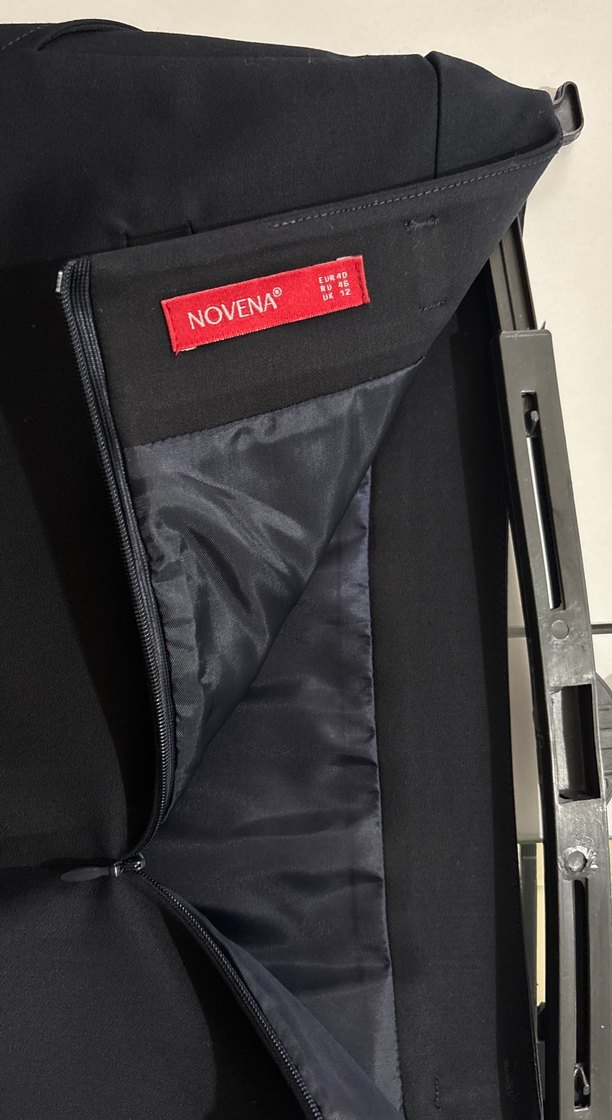 Kemer Detaylı lacivert diz üstü Kalem Etek - Görsel 4