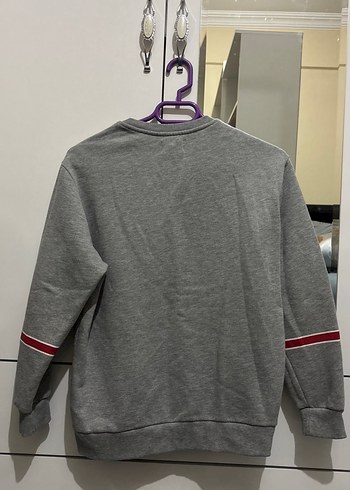 Gri Uzun Kollu Sweatshirt Nakışlı - Görsel 2