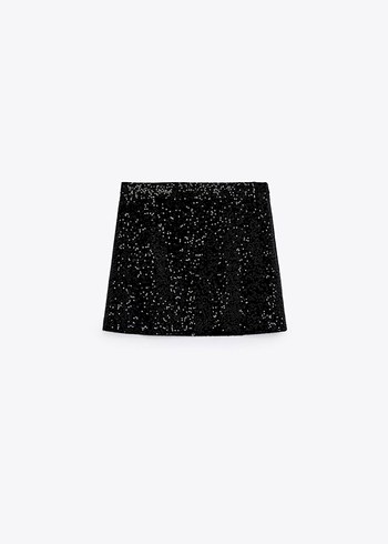 Zara Siyah Payetli Mini Etek