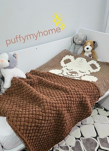Ayıcıklı puffy bebek battaniyesi 