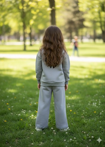 Gri Desenli Sweatshirt ve Eşofman Takımı - Görsel 2