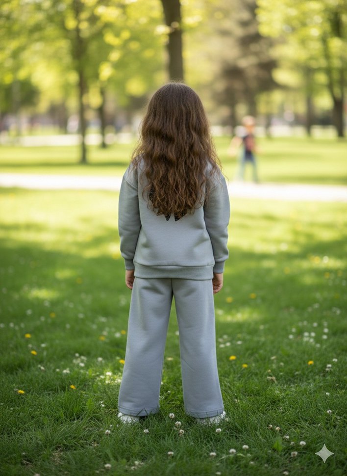 Gri Desenli Sweatshirt ve Eşofman Takımı - Görsel 2