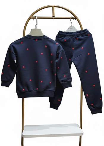 Kız Çocuk Lacivert Sweatshirt ve Eşofman Takımı - Görsel 4