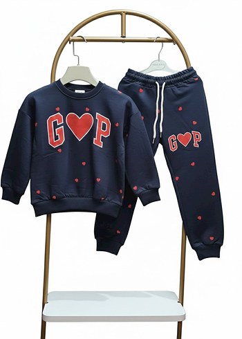 Kız Çocuk Lacivert Sweatshirt ve Eşofman Takımı - Görsel 3