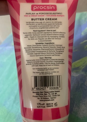  Beden Procsin Butter Cream Yüz ve Vücut Kremi