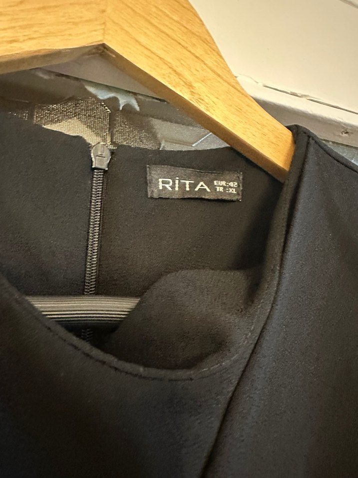 Siyah Uzun Drapeli Kadın Elbise - Görsel 2