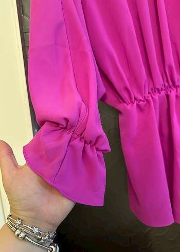 Mor Yüksek Yakalı Uzun Kollu Mini Tunik - Görsel 2