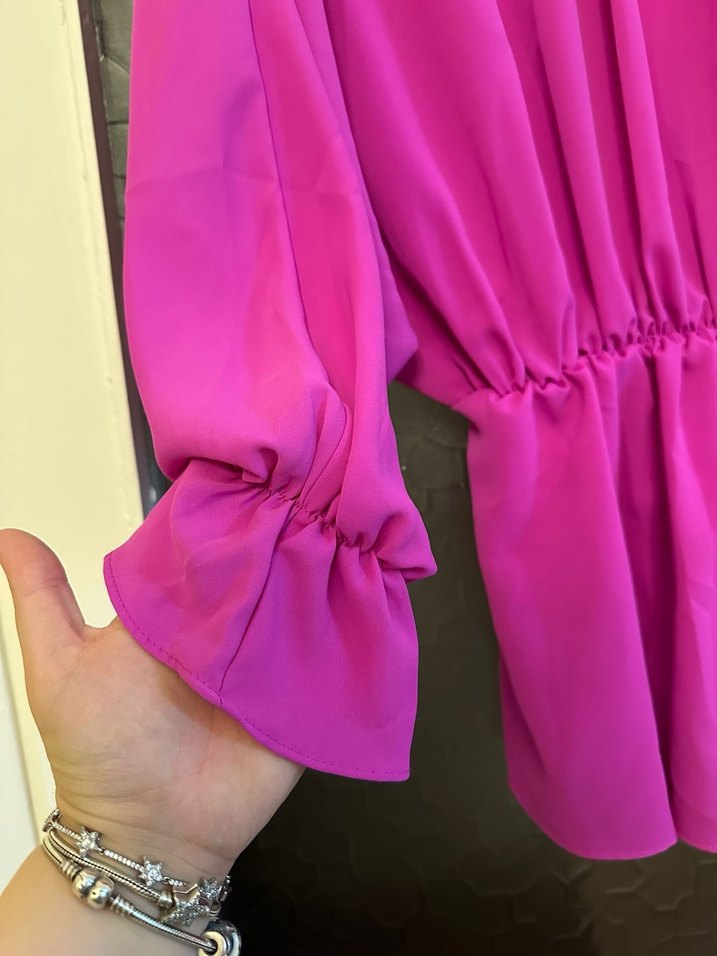 Mor Yüksek Yakalı Uzun Kollu Mini Tunik - Görsel 2