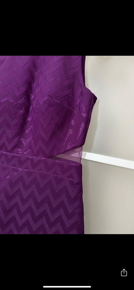 Mor Parlak Midi Kadın Abiye Elbise - Görsel 2