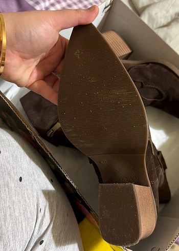 Kahverengi Süet Stiletto Topuklu Kadın Bot - Görsel 2