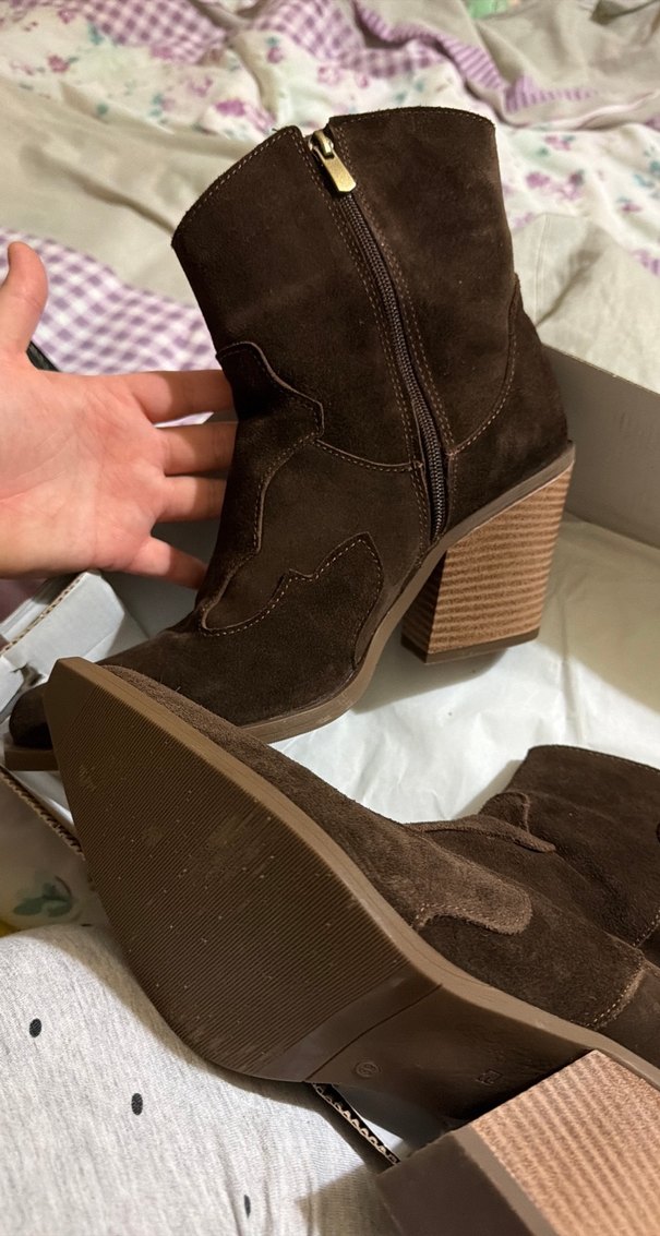 Kahverengi Süet Stiletto Topuklu Kadın Bot - Görsel 3