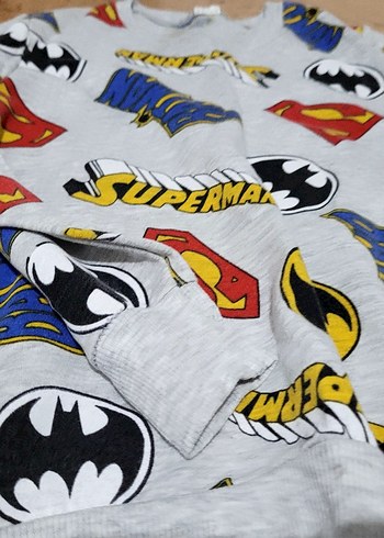 Diğer Erkek Çocuk Gri Süper Kahraman Baskılı Sweatshirt