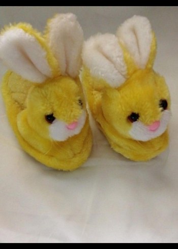 Kız Çocuk Sarı Peluş Tavşan Ev Terliği